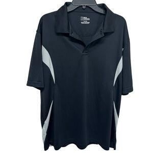 PGA Tour Golf Polo Shirt Black Gray Pullover Color Block Outdoors Casual Size XL